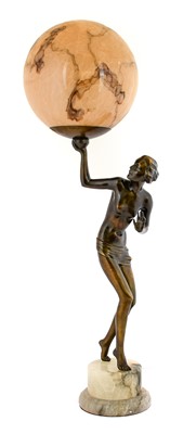 Lot 101 - An Art Deco Patinated Spelter Figural Table...
