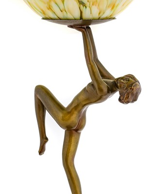 Lot 99 - An Art Deco Spelter Figural Table Lamp,...
