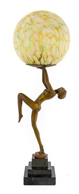 Lot 99 - An Art Deco Spelter Figural Table Lamp,...