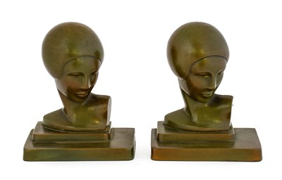 Lot 110 - A Pair of Art Deco Frankart Figural Bookends,...