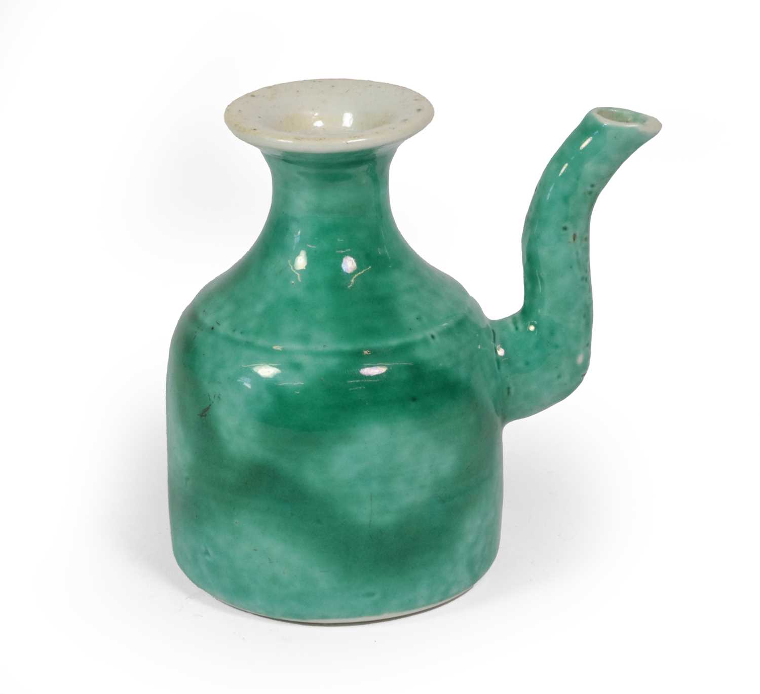 Lot 86 - A Chinese Green Glazed Porcelain Ewer, 19th...