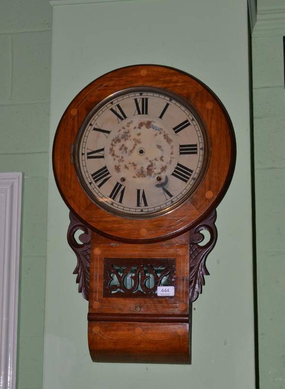 Lot 444 - An inlaid striking wall clock