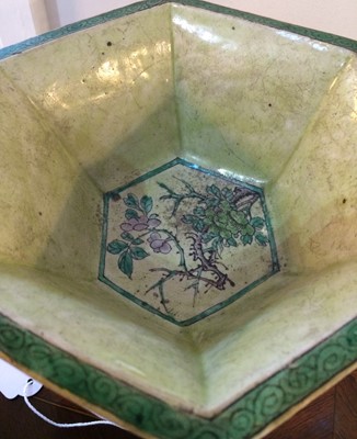 Lot 98 - A Chinese Yellow Ground Porcelain Hexagonal...