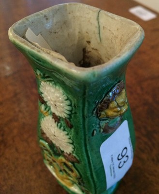 Lot 93 - A Chinese Sancai Glazed Porcelain Vase, Kangxi,...