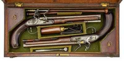 Lot 296 - A Good Pair of Late 18th Century Flintlock 28...