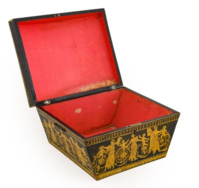 Lot 114 - A Regency Penwork Box, of domed flared...
