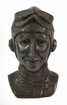 Lot 162 - A Pewter Type Bust of Amy Johnson, wearing a...