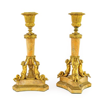 Lot 125 - A Pair of Gilt Metal Mounted Sienna Marble...