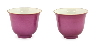Lot 86 - A Pair of Chinese Porcelain Aubergine Ground...