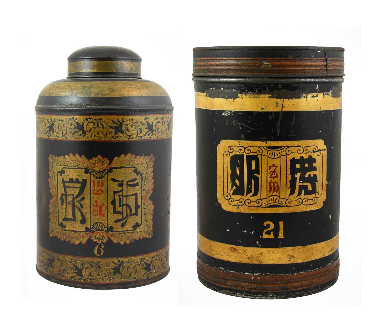 Lot 1060 - A Toleware Tea Canister and Cover, 19th...