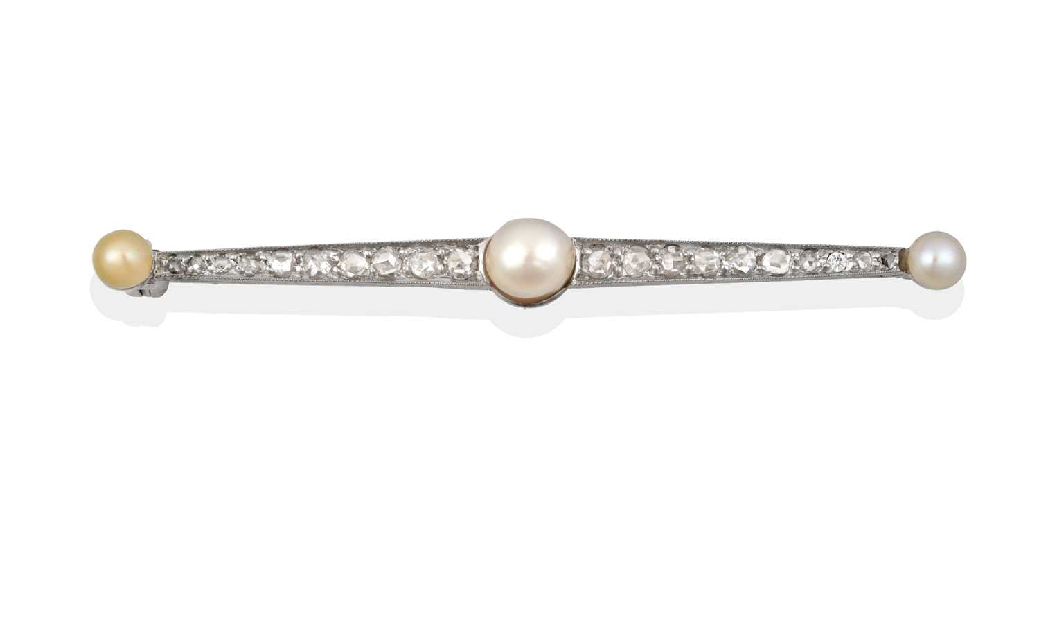 Lot 2351 - A Split Pearl and Diamond Brooch