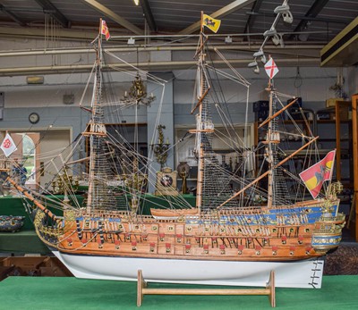 Lot 318 - A modern kit model triple masted galleon