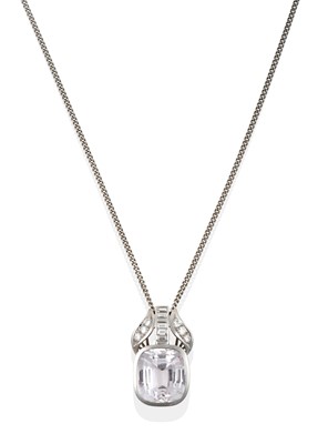 Lot 2416 - A Kunzite and Diamond Pendant on Chain