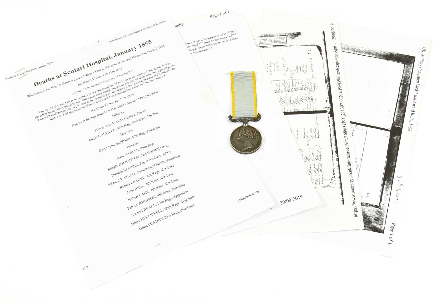 Lot 21 - A Crimea Medal, 1854, awarded to JAMES COE,...