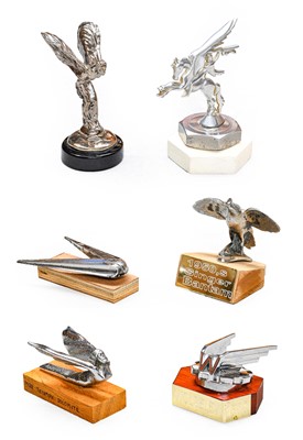 Lot 23 - Six Assorted Chromed Metal Car Mascots, to...