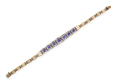 Lot 2411 - A Synthetic Sapphire and Diamond Bracelet