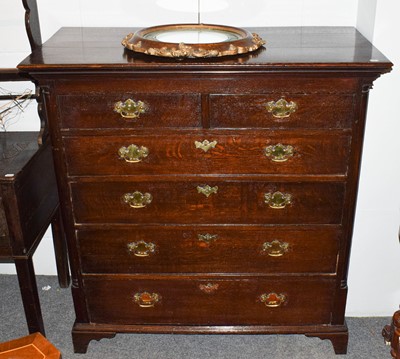 Lot 446 - An 18th Century oak straight front chest of...
