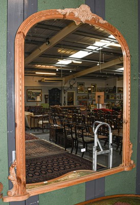 Lot 452 - A very large overmantle mirror with moulded...