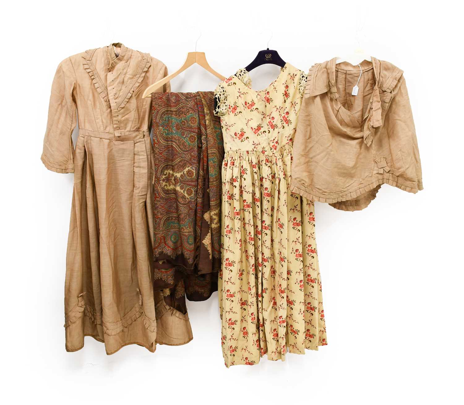 Lot 2013 - Late 19th Century Light Brown Wool Dress, with...