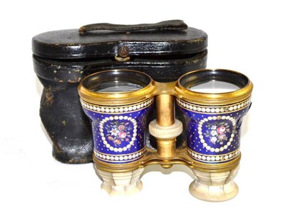 Lot 462 - Pair of 19th century French enamelled opera glasses (a.f.)