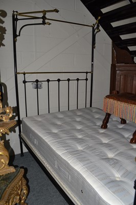 Lot 1097 - A Victorian half tester brass double bed and...