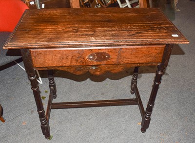 Lot 529 - A George II oak single drawer side table, on...