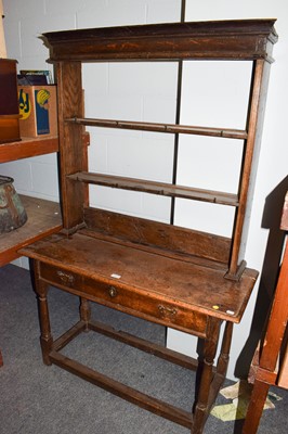 Lot 550 - An 18th century oak single drawer side table,...