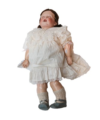 Lot 1041 - SFBJ bisque socket head doll, in a white dress...