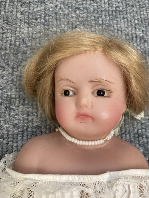 Lot 139 - Circa 1850s Wax Shoulder Head Doll of Princess...