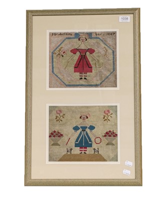 Lot 1038 - Two 19th century woolwork pictures (framed as...