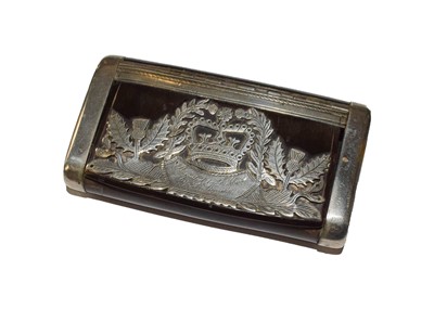 Lot 127 - A Scottish Metal-Mounted Horn Snuff-Box oblong,...