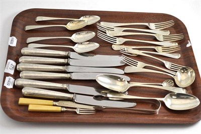 Lot 479 - A collection of 18th and 19th century silver flatware, mostly Old English and Hanoverian...