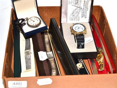 Lot 480 - Five lady's wristwatches, Citizen America's cup wristwatch and a lady's fob watch