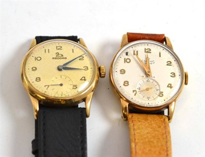 Lot 488 - Two gentlemen's 9ct gold wristwatches signed Smiths Deluxe and Record