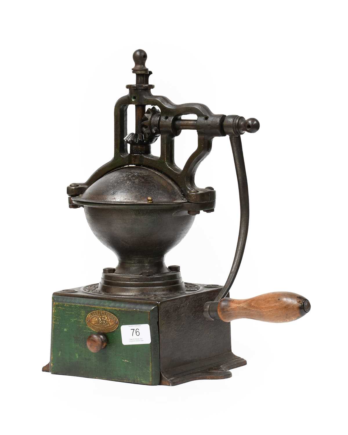 Lot 76 - A French cast iron Peugeot coffee grinder