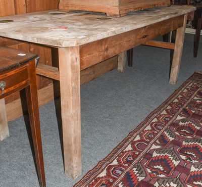 Lot 587 - A 6ft pine refectory table, lacking drawers (a....