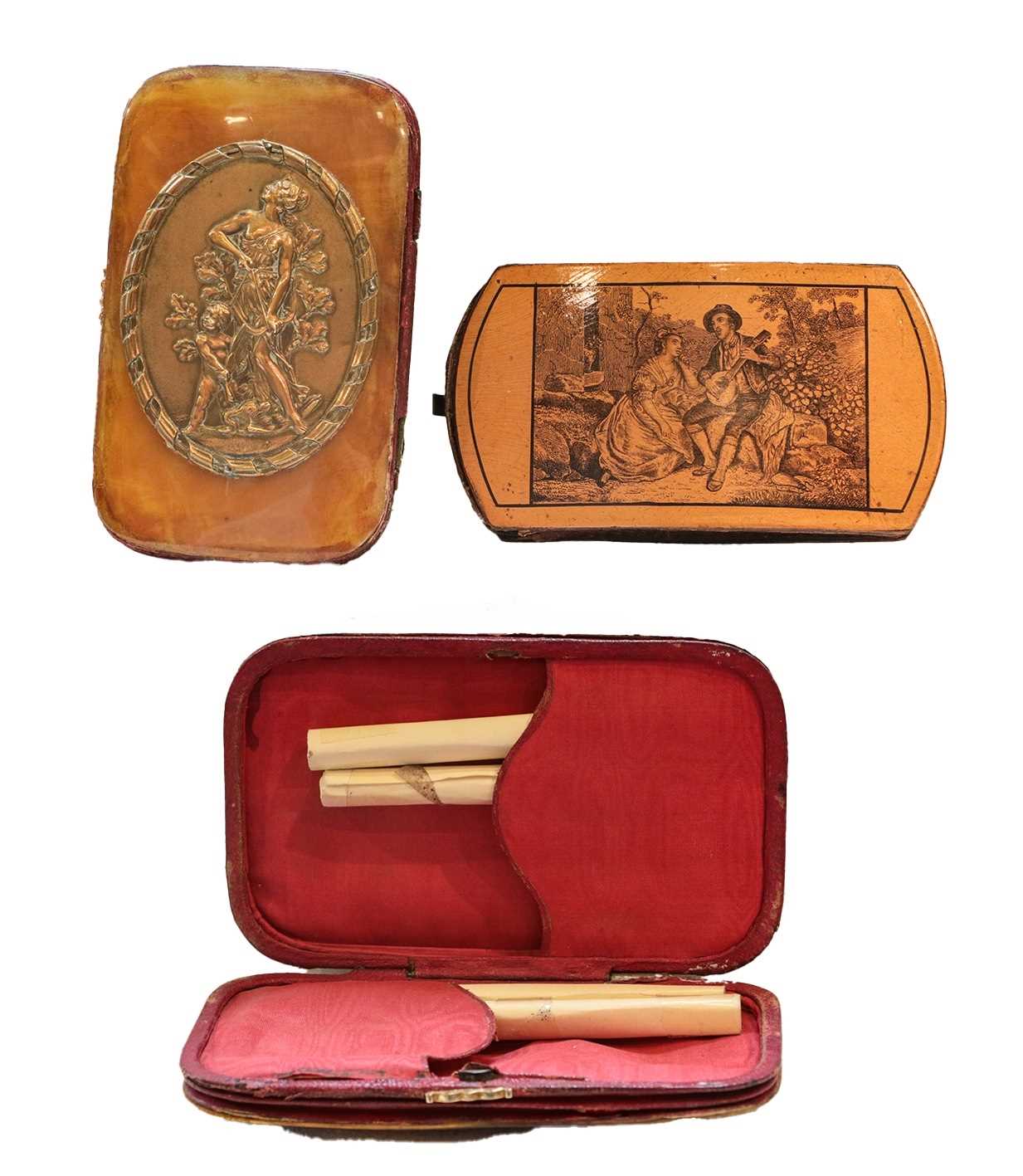 Lot 352 - Two cheroot cases, each oblong, the first with...