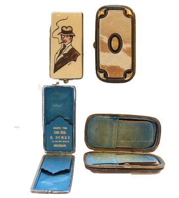 Lot 334 - Two cheroot cases, each oblong, one with...