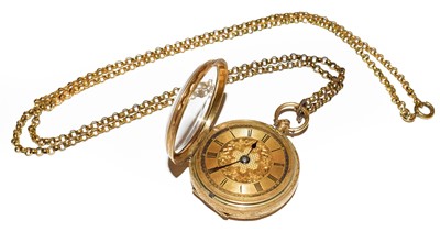 Lot 88 - A lady's 18 carat gold fob watch, with yellow...