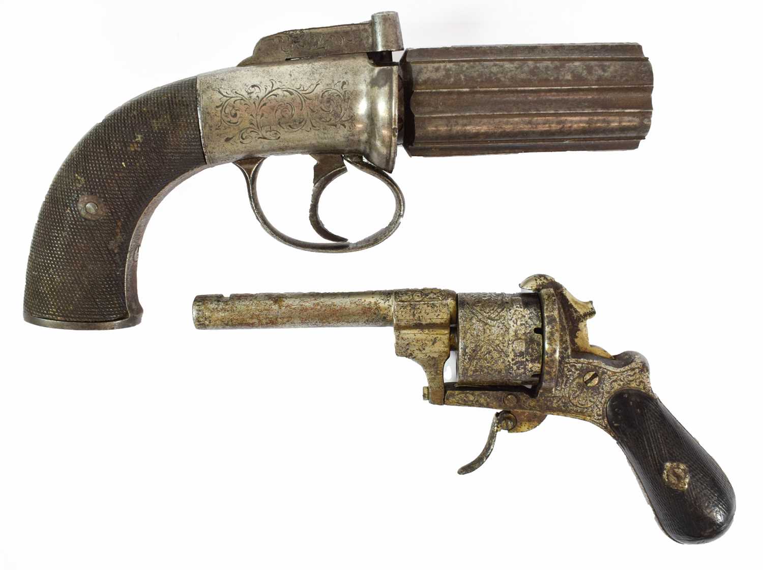 Lot 298 - A 19th Century Six Shot Pepperbox Revolver,...