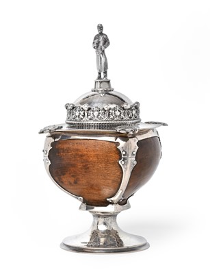 Lot 2106 - A George V Silver Mounted Wood Cup and Cover,...