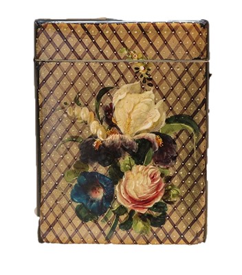 Lot 327 - A Victorian Papier Mache Card-Case, oblong,...
