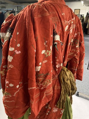 Lot 2186 - Early 20th Century Japanese Red Silk Figured...