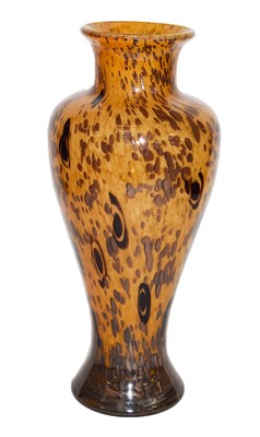 Lot 114 - An art glass vase, mustard ground with...