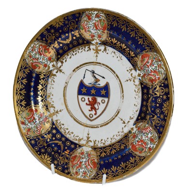 Lot 226 - A Chamberlains Worcester armorial plate, with...