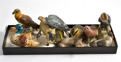 Lot 509 - Nine assorted porcelain miniature models of birds and animals including Meissen etc