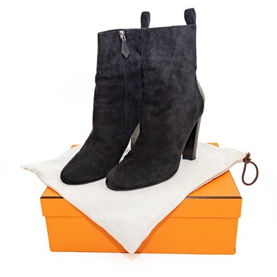 Lot 3021 - Pair of Hermes Lady's Black Suede and...