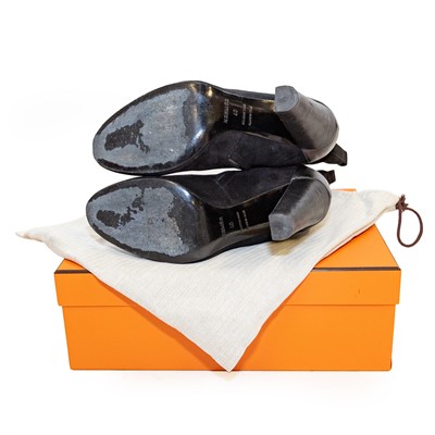 Lot 3021 - Pair of Hermes Lady's Black Suede and...
