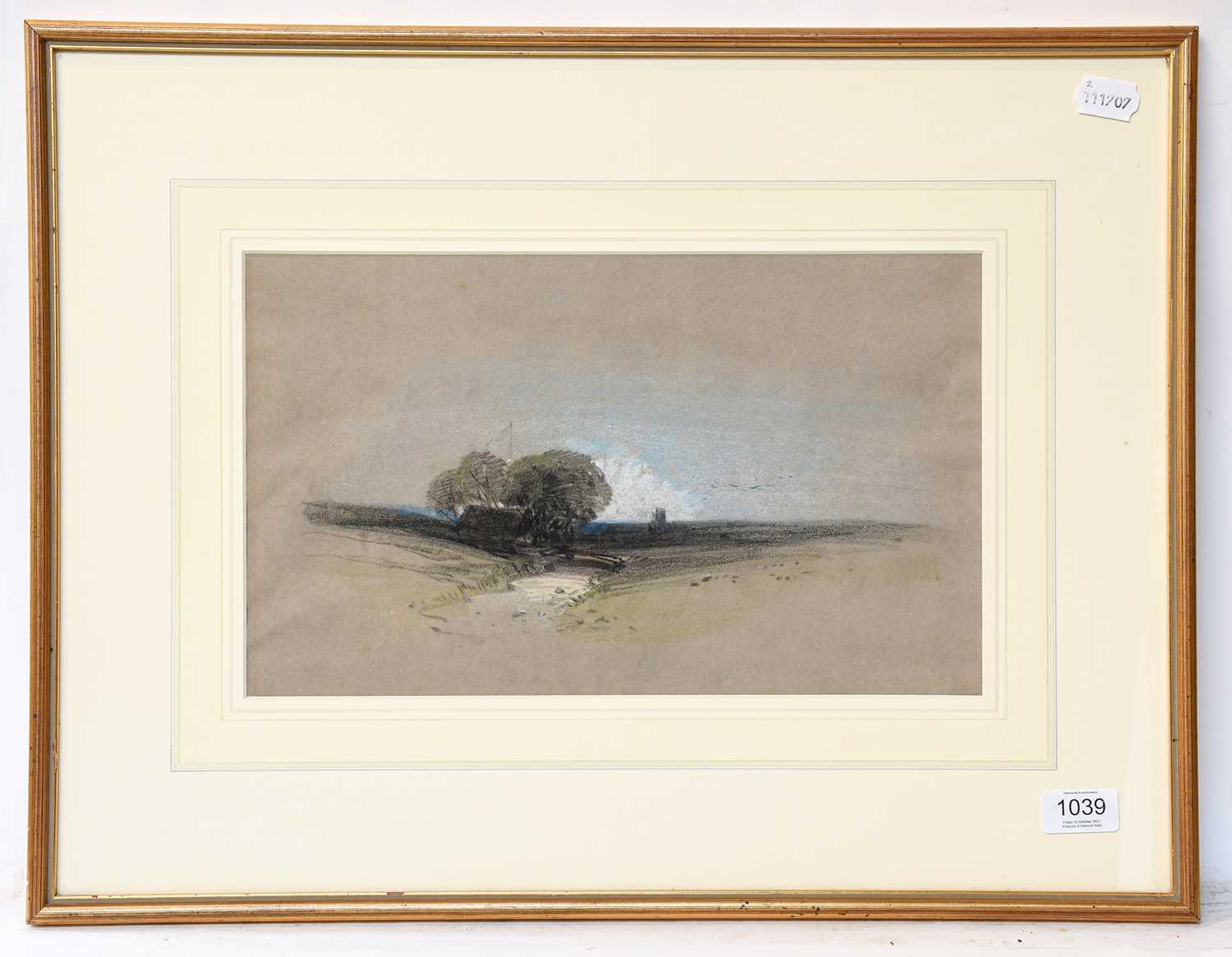 Lot 1039 - Henry Bright (1810-1873) Cottage with trees,...