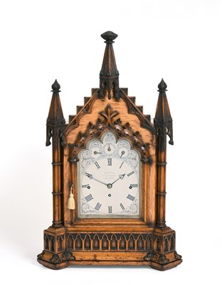 Lot 149 - A Victorian Oak Chiming Table Clock, signed...